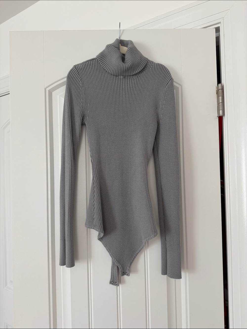 Abercrombie & Fitch Gray/Blue Ribbed Turtleneck Bodysuit Sweater